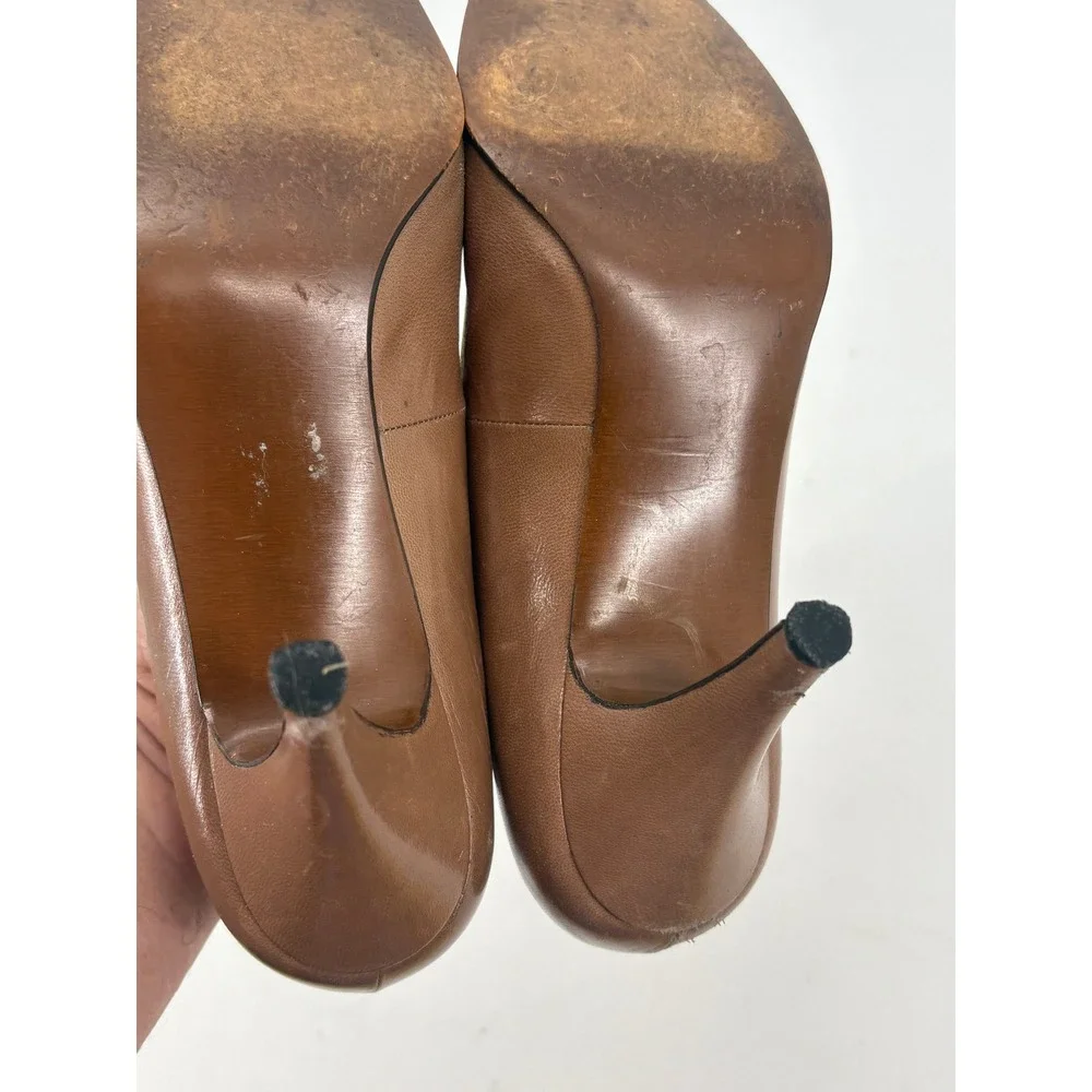 Pappagallo Pumps Women 9 M Vintage Pointed Toe Brown Leather Stiletto Spain